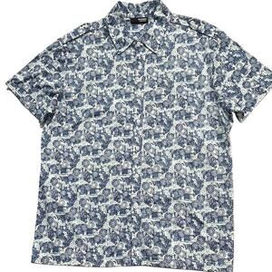 Men's Murano XL Blue Floral Short Sleeve Button-Up‎ Casual Shirt